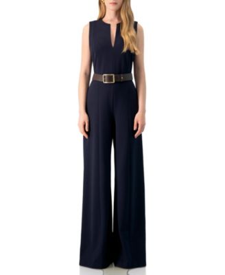 Women's Sleeveless V-Neck Wide-Leg Jumpsuit
