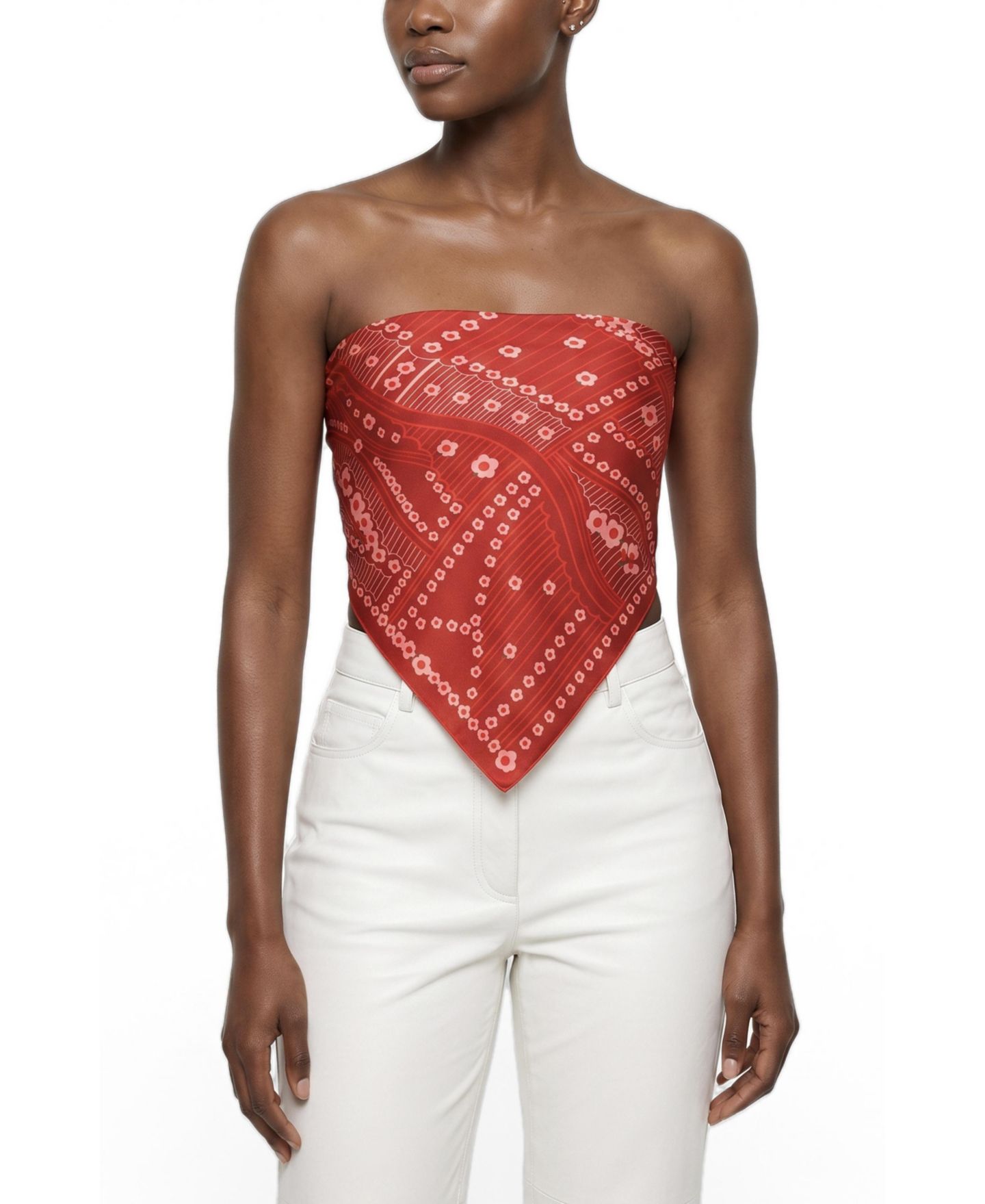 Женский шарф Jessie Zhao New York 25" W x 25" L Scarlet Rhythm Double-Sided Silk, цвет: Красный — фото 2