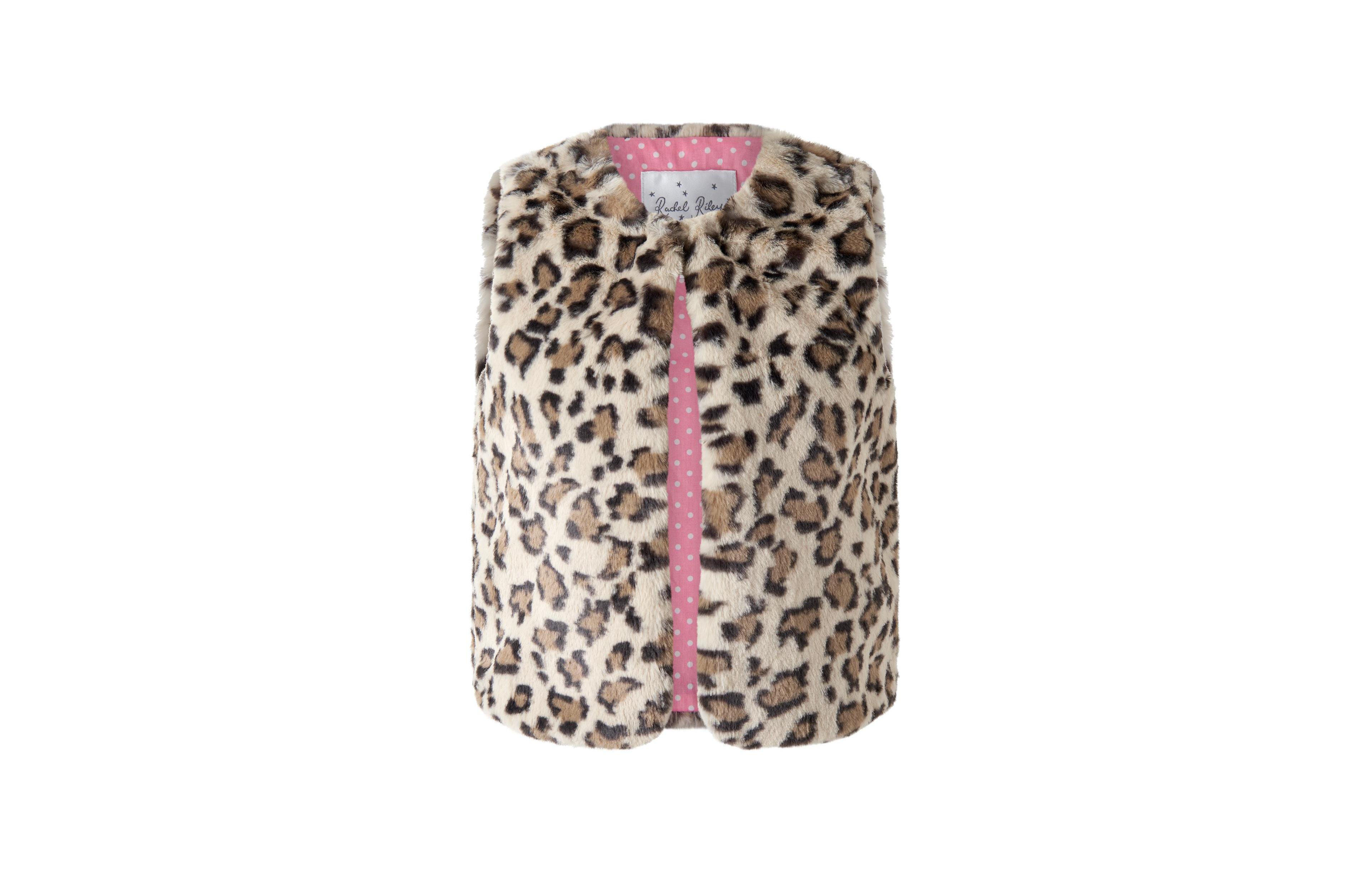 Rachel Riley Toddler Girls' 2T-5T Leopard Faux Fur Sleeveless Vest