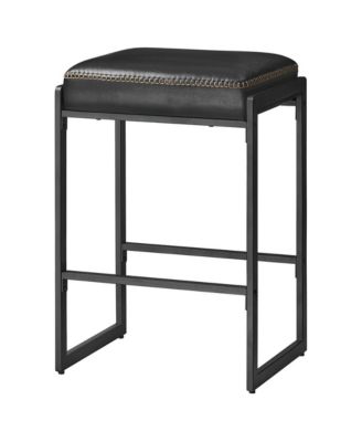 Counter Height Bar Stools Set of 2, Backless PU Leather Stools, 17.7 x 15 x 26 Inches