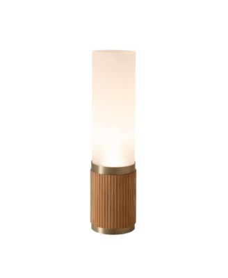 Tambo Cylindro 18" Petite Accent Table Lamp, Ash, Weathered Brass, Frosted Acrylic, Dimmer Switch