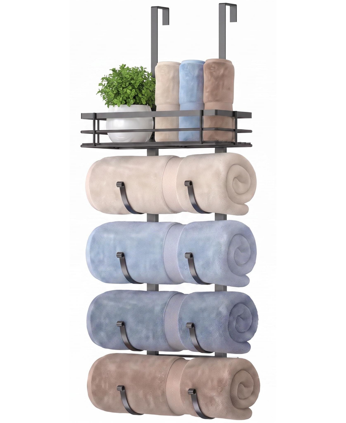 Cyqbd Bathroom Hardware Over Door Towel Rack 5-Tier No Drill