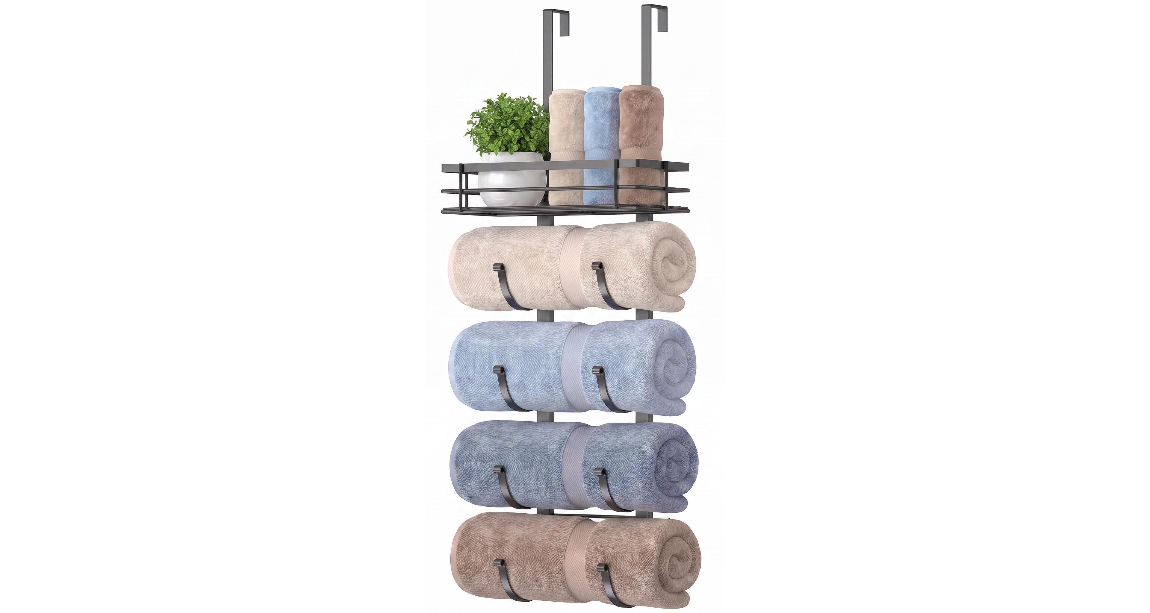Cyqbd Bathroom Hardware Over Door Towel Rack 5-Tier No Drill
