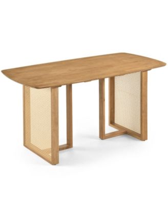 Solid Rubber Wood Dining Table with Rounded Edges for 4