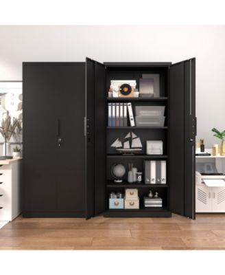 70.87 Inch Metal Adjustable Shelf Locking Storage Cabinet