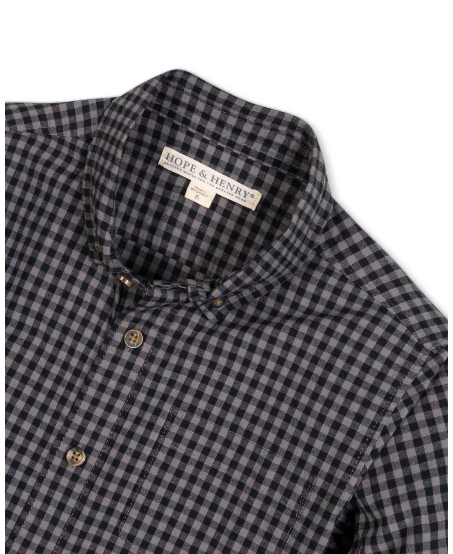 Рубашка Hope & Henry Long-Sleeve Poplin Stretch Shirt для мальчиков-малышей, цвет: Чёрный в мелкую клетку — фото 2