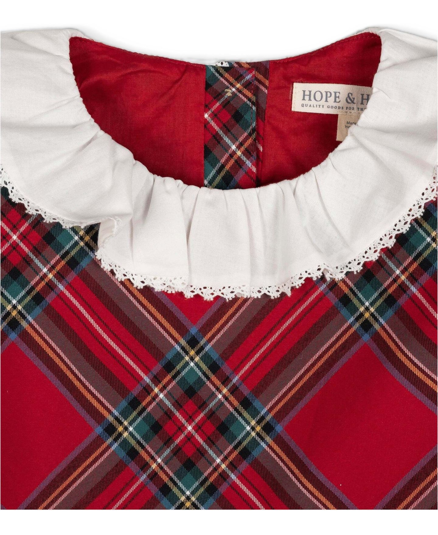 Платье Hope & Henry Long-Sleeve Plaid Ruffle-Collar Dress для девочек, цвет: Красный — фото 3