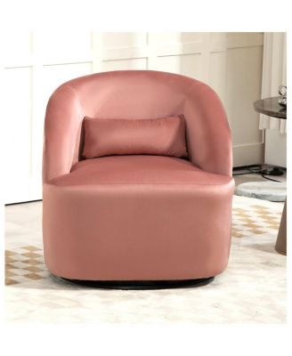 Velvet Swivel Barrel Accent Chair, Fully Assembled Contemporary Leisure Chair