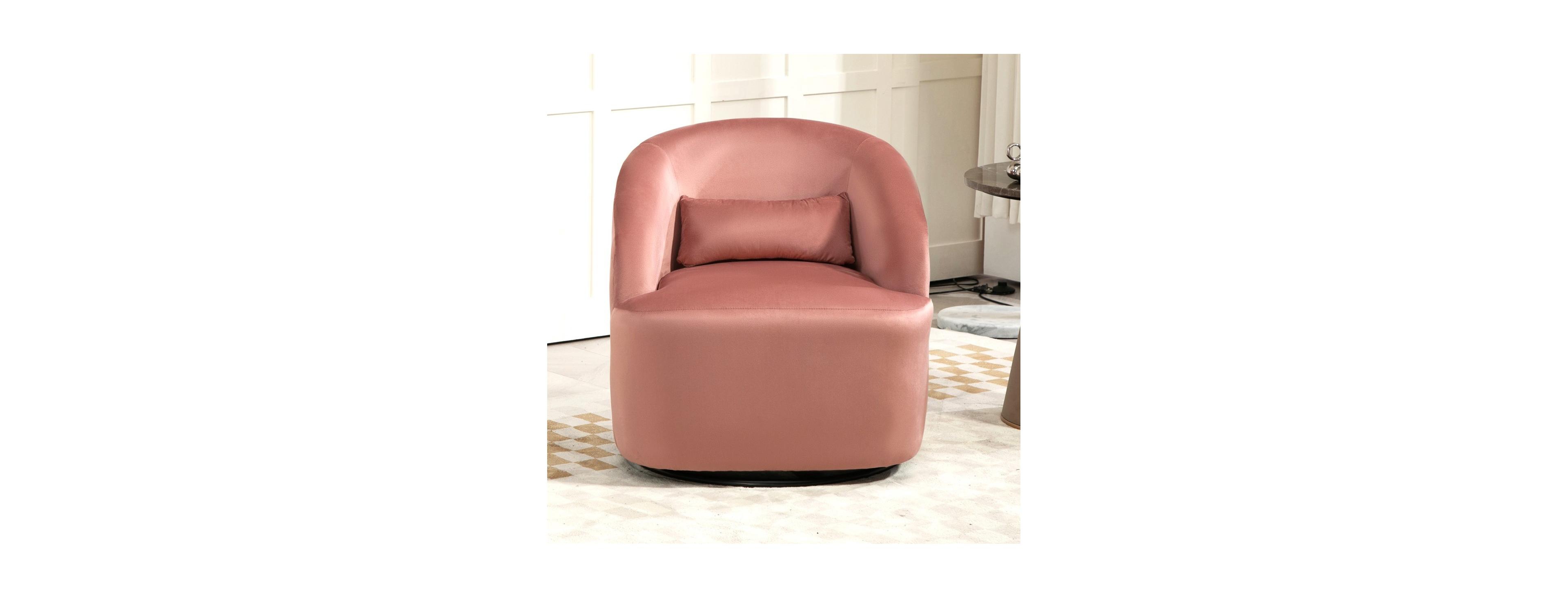Streamdale Furniture Velvet Swivel Barrel Accent Chair, Fully Assembled Contemporary Leisure Chair
