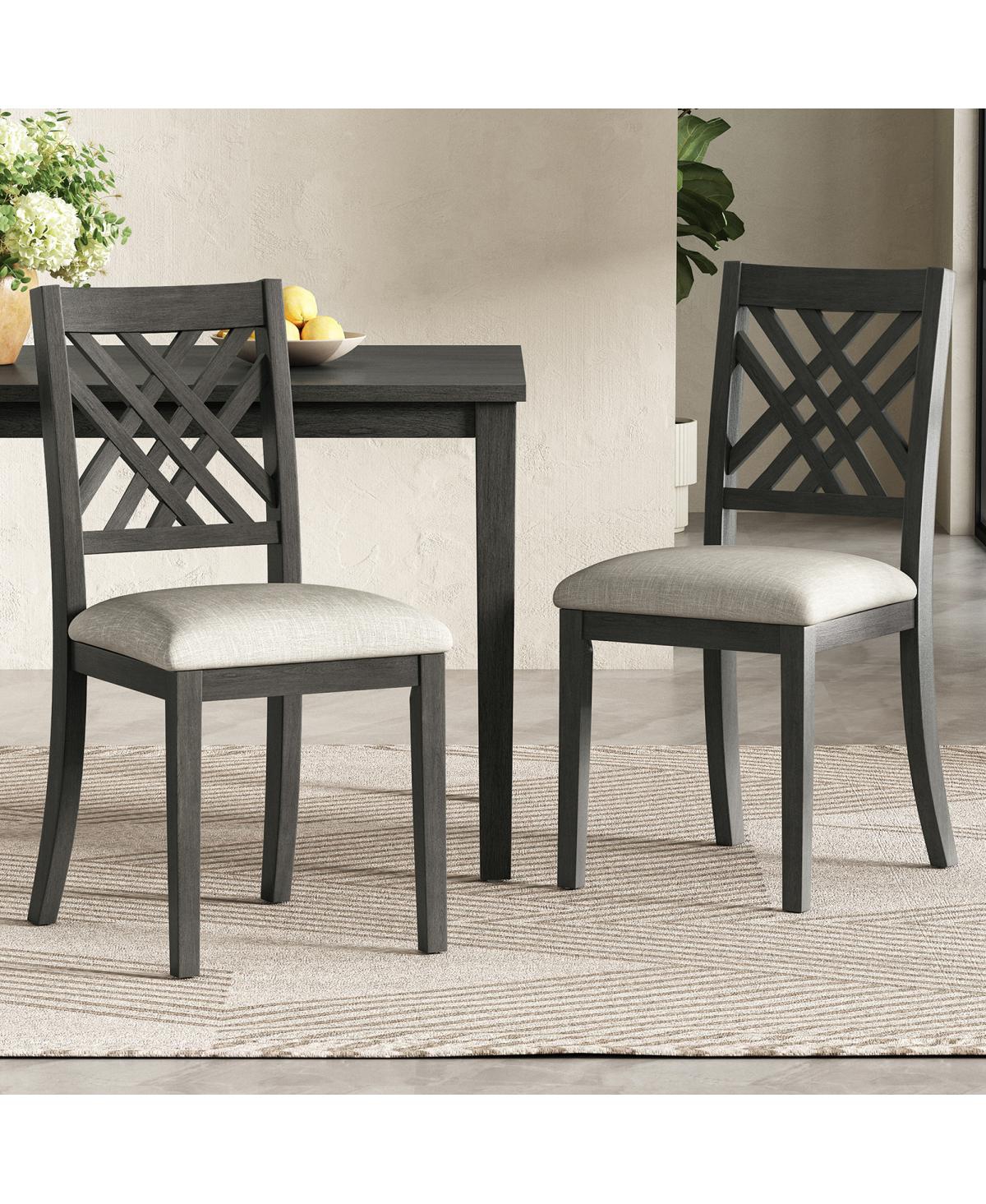 Streamdale Furniture 2-Piece Cross-Back Upholstered Wooden Dining Chairs Set