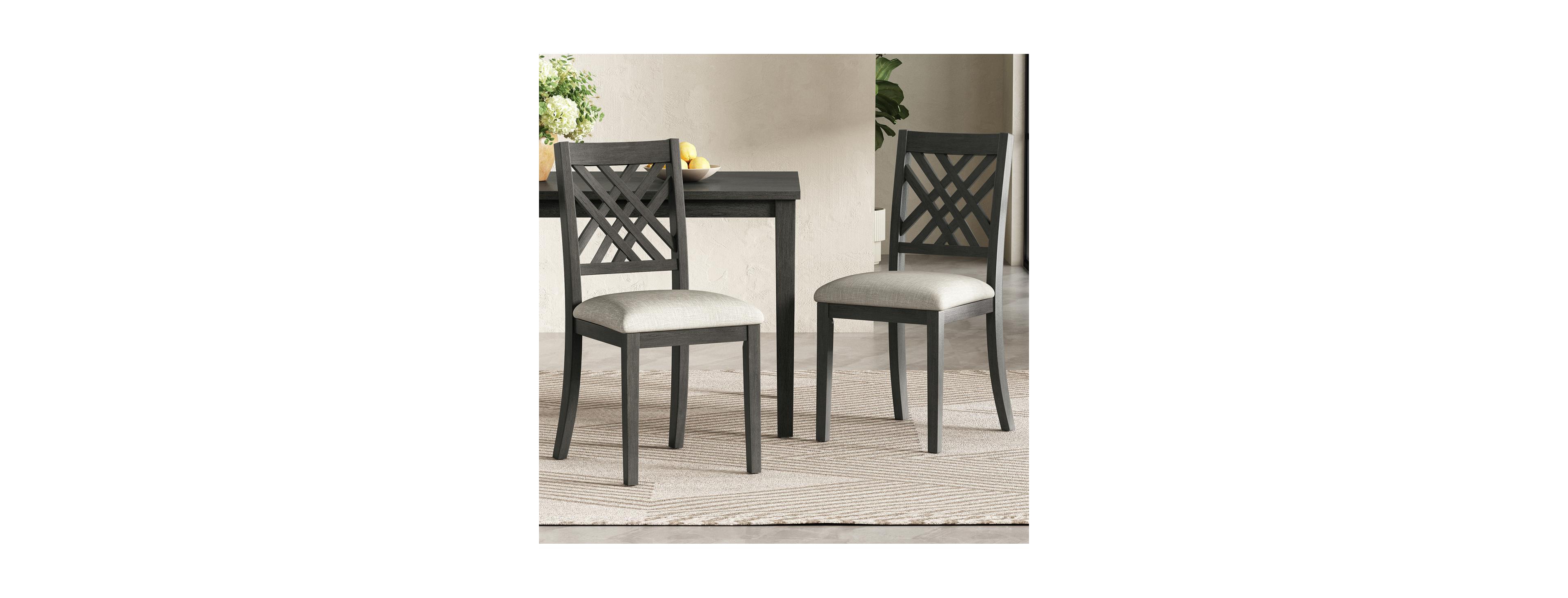 Streamdale Furniture 2-Piece Cross-Back Upholstered Wooden Dining Chairs Set