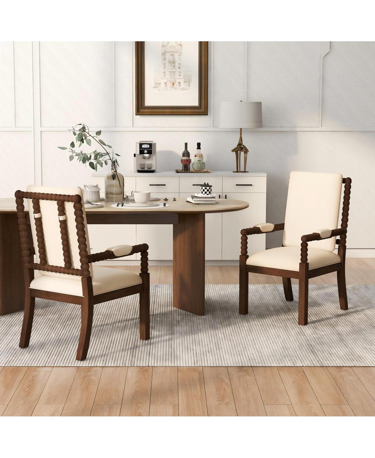 Streamdale Furniture Set of 2 Rubber Wood Upholstered Dining Chairs
