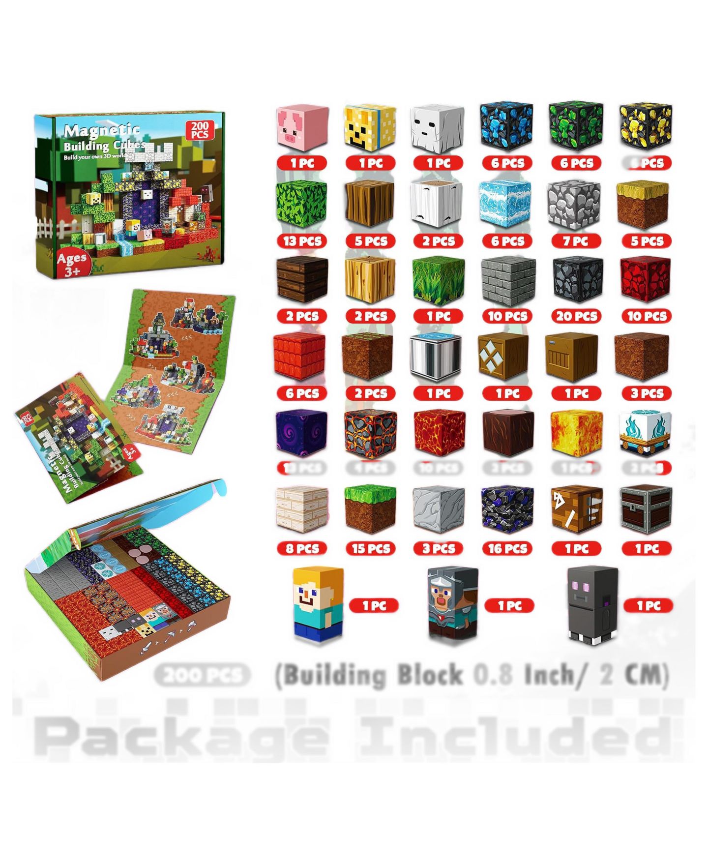 Детский конструктор GNUADZ Minecraft 200-Piece Building Set, Ages 3+, цвет: Разноцветный — фото 2