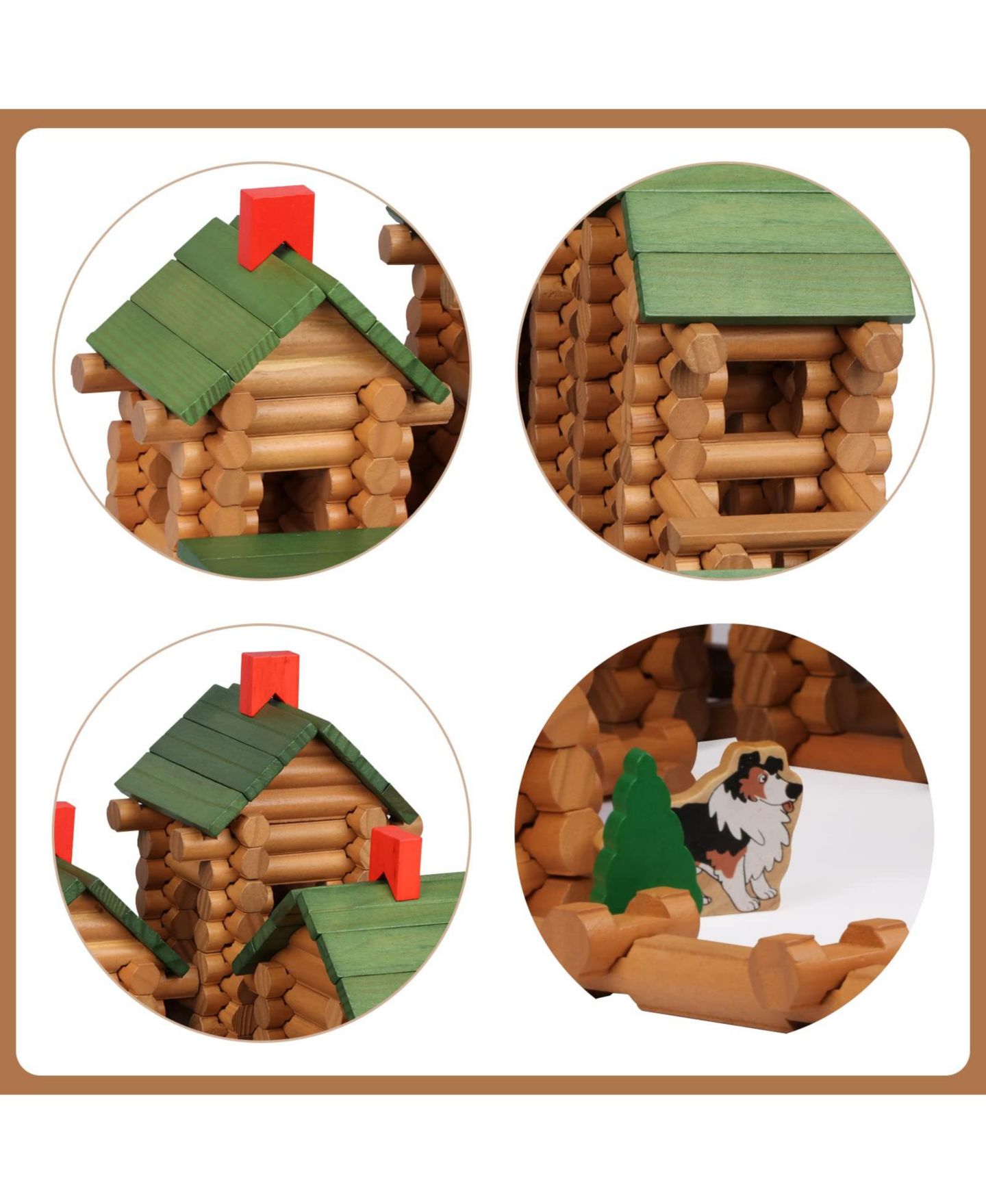Детский конструктор GNUADZ Wooden Logs 530-Piece Building Set, Ages 3+, цвет: Разноцветный — фото 4