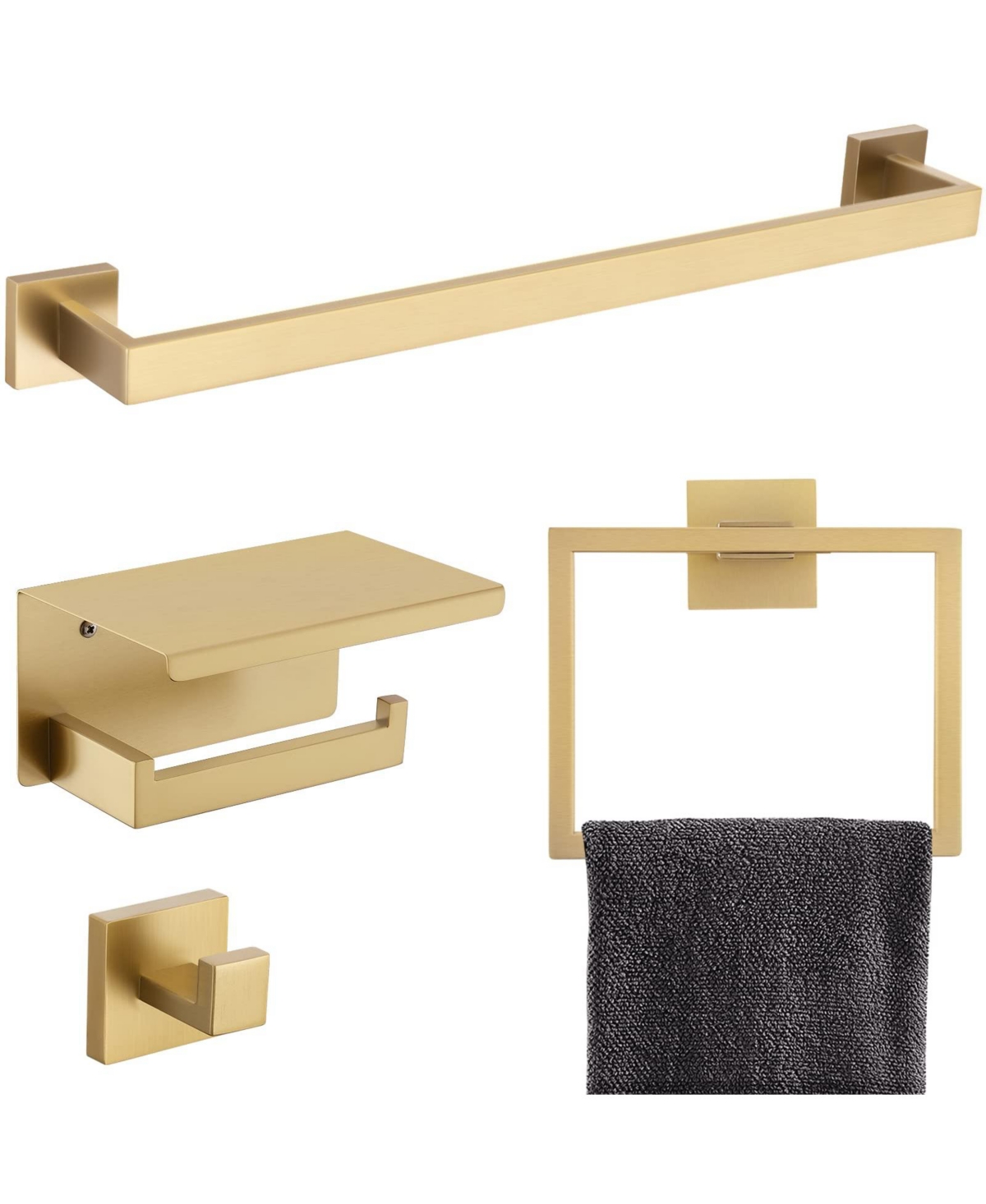Cyqbd 4 Piece Bathroom Towel Bar Holder Hardware Set Wall Mounted Toilet Paper