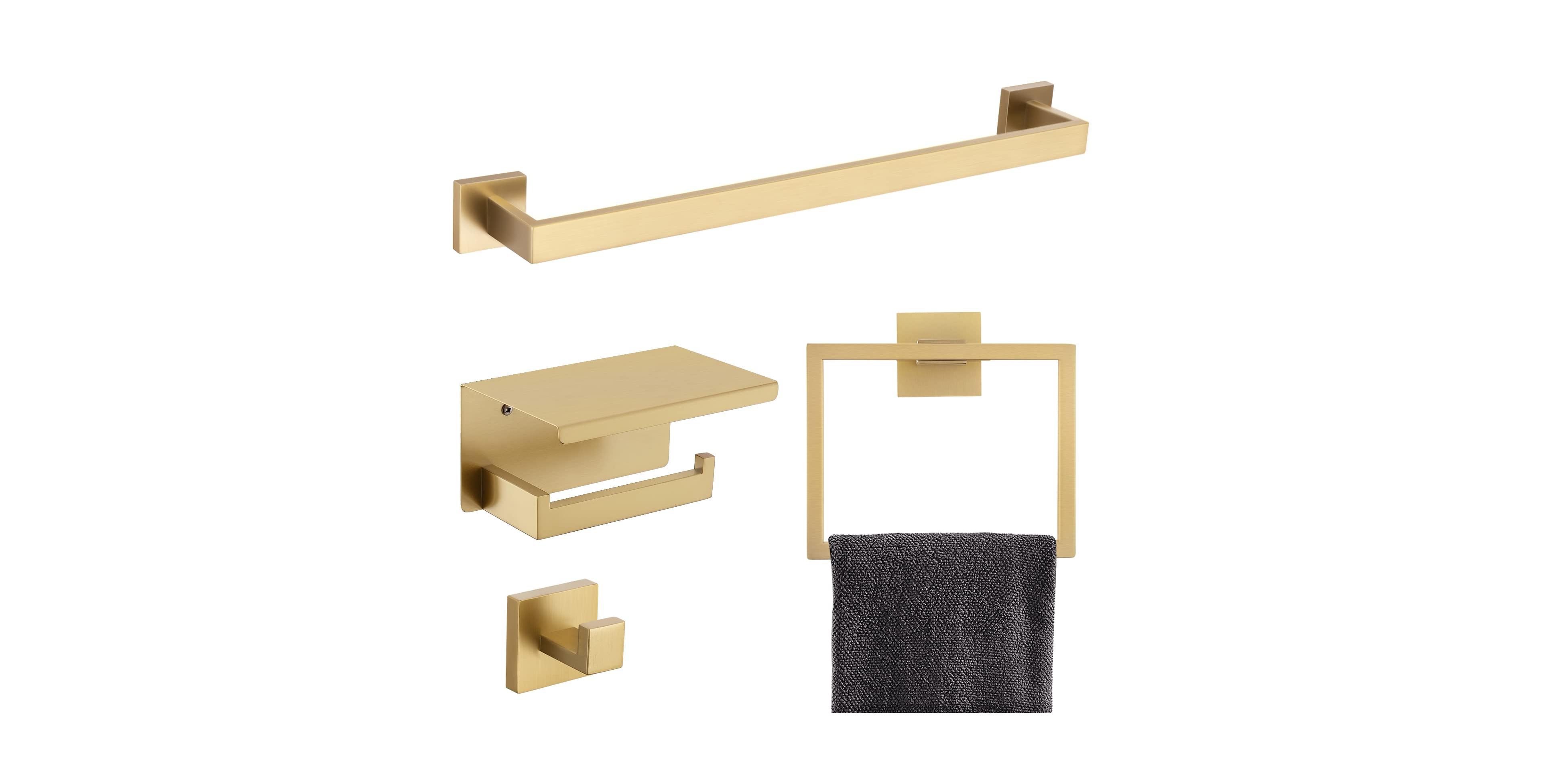 Cyqbd 4 Piece Bathroom Towel Bar Holder Hardware Set Wall Mounted Toilet Paper