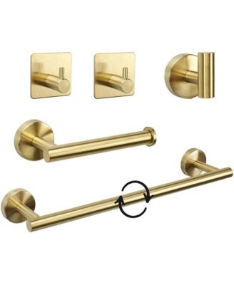 5 Pcs 24" Bathroom Hardware Set Stainless Steel Towel Bar Rack Toilet Paper Holder Robe Hooks