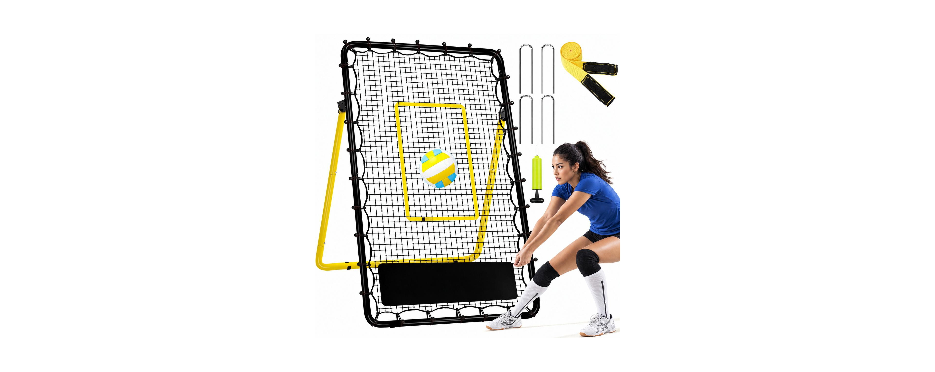 Peneyon 6 Adjustable Angles Volleyball Rebounder Net Multi Sport Training Aid