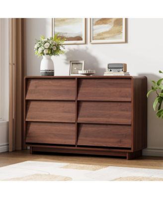 6-Drawer Dresser for Bedroom, 47.2" Modern Handle-Free Chest with Curved Edges, for Living Room Entryway