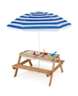 Three in One Kids Outdoor Picnic Sand Water Play Table, Ages 3-7
