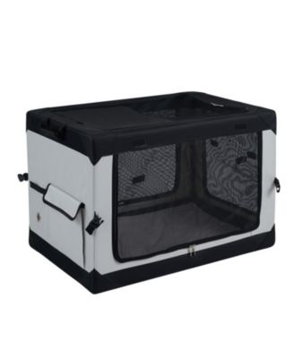 Portable Collapsible Soft Dog Crate with 4 Mesh Doors and Storage Pocket