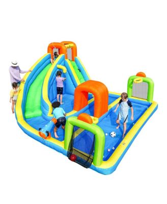 SunSports Inflatable Water Slide, Climbing Wall, Splash Pool & Basketball Hoop, Up to 4 People, Ages 3-10