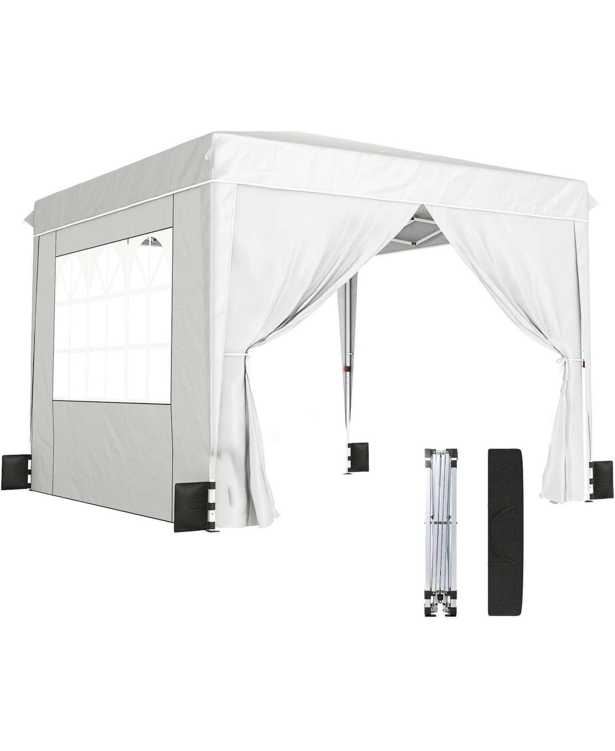 Sevorley Pop Up Canopy Tent, White, Steel, Oxford Fabric, Pvc Construction, 10 x 10 ft spacious enough for 6 people - White