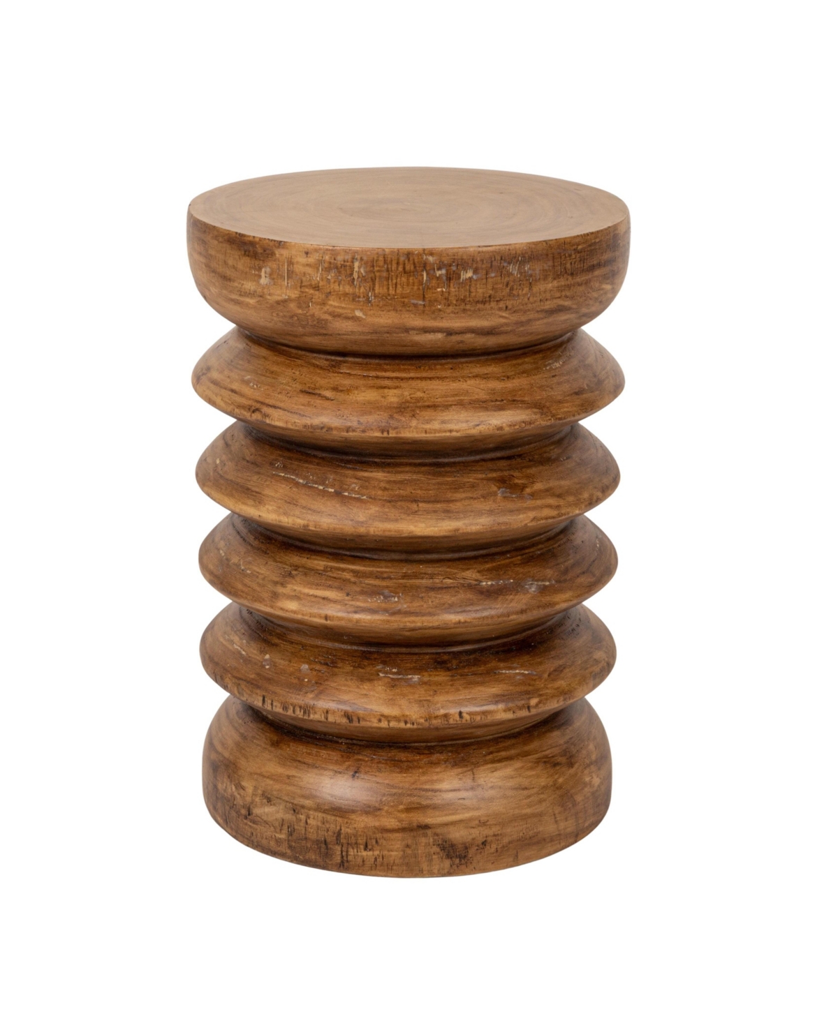 Storied Home Paulownia Wood Accordion End Table - Walnut