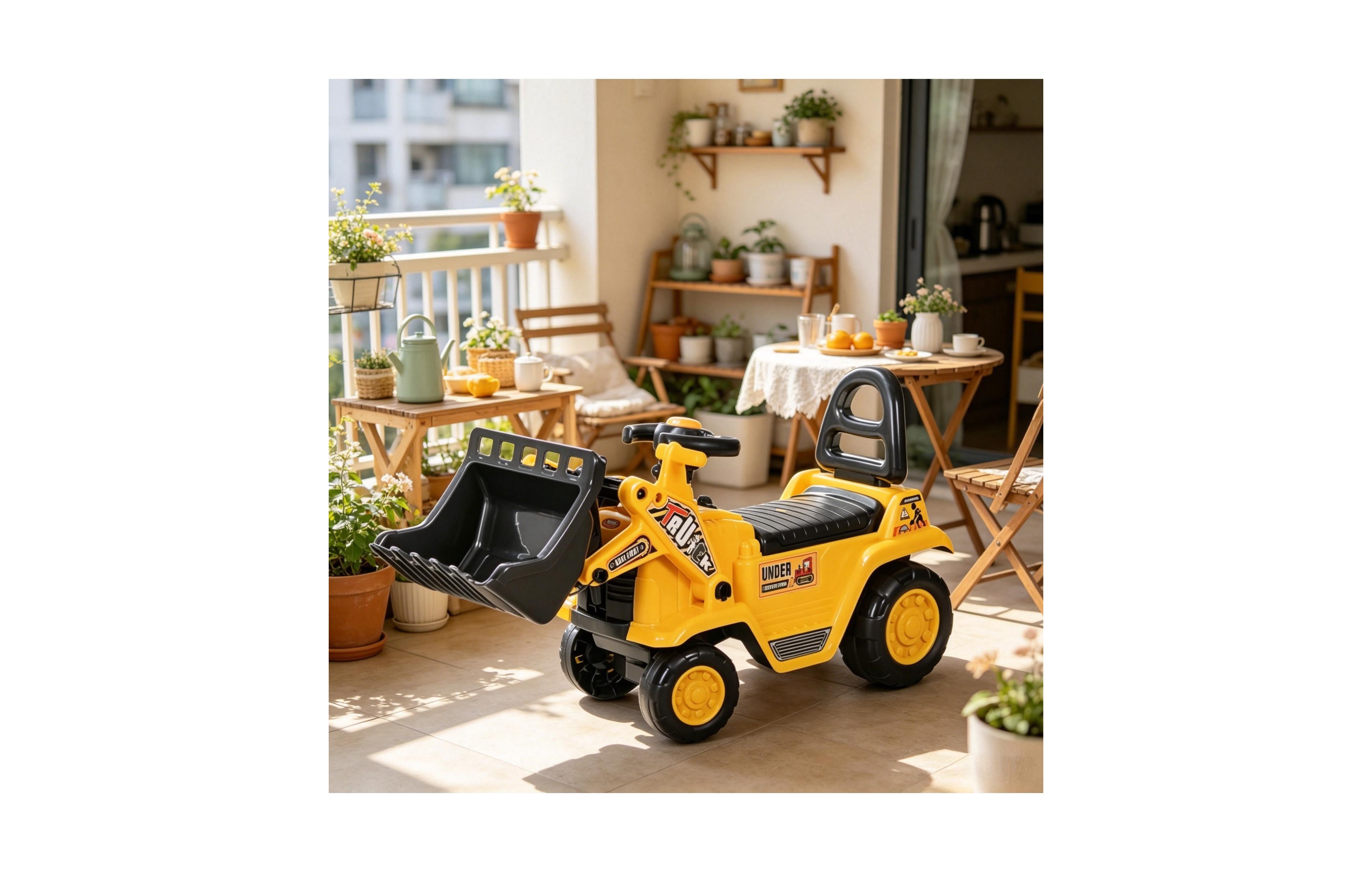 Sevorley 3-in-1 Bulldozer Digger with Pulling Cart and Working Horn Ride-On, 66 lbs Capacity, Ages 3+