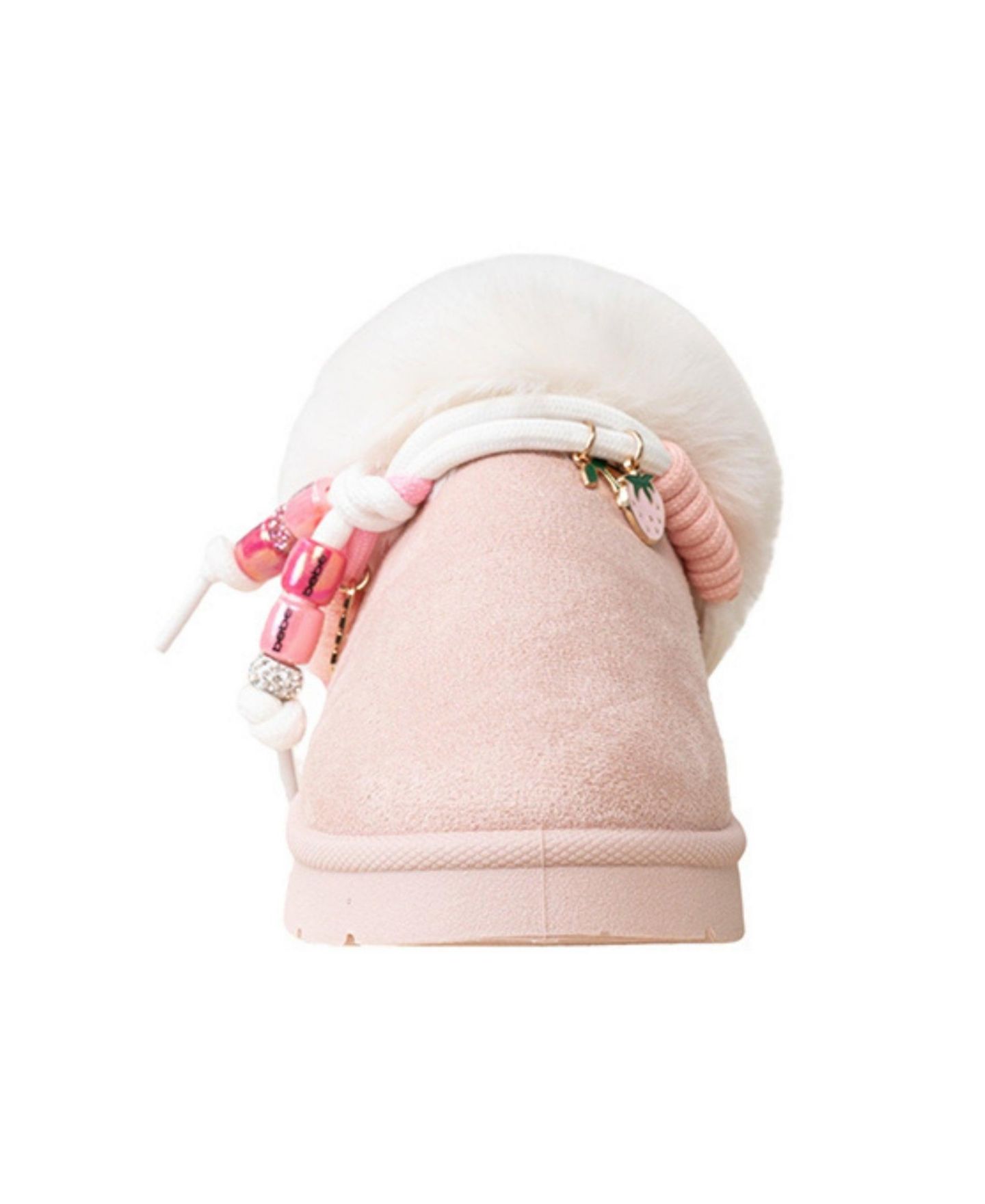 Ботинки Bebe Cozy Boot Slide with Faux Fur Collar and Hiker Lace Slippers для девочек, цвет: Пудровый — фото 4