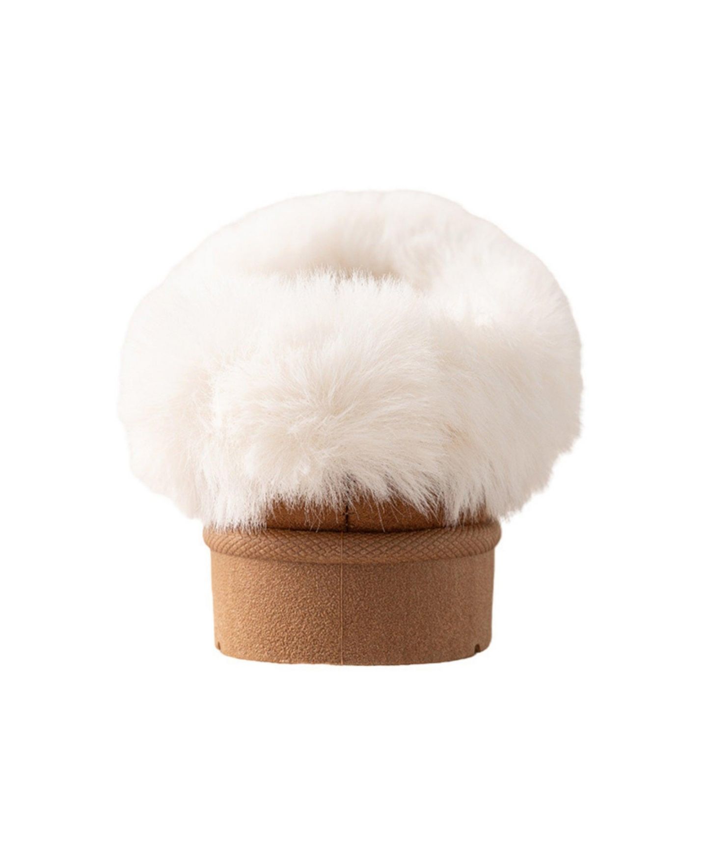 Тапочки Bebe Plush Faux Fur Collar Memory Foam Boot Slide Slippers для девочек, цвет: Коньячный — фото 5