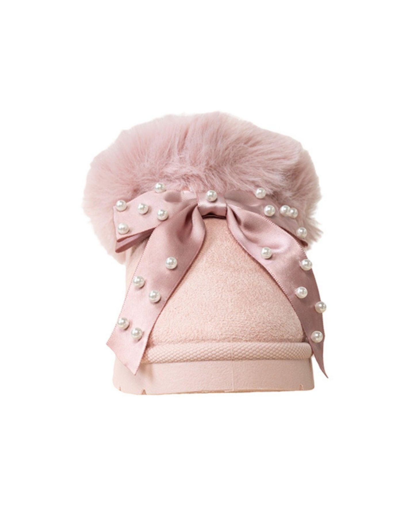 Тапочки Bebe Cozy Clog with Pearl Bow Faux Fur Lining для девочек, цвет: Пудровый — фото 4