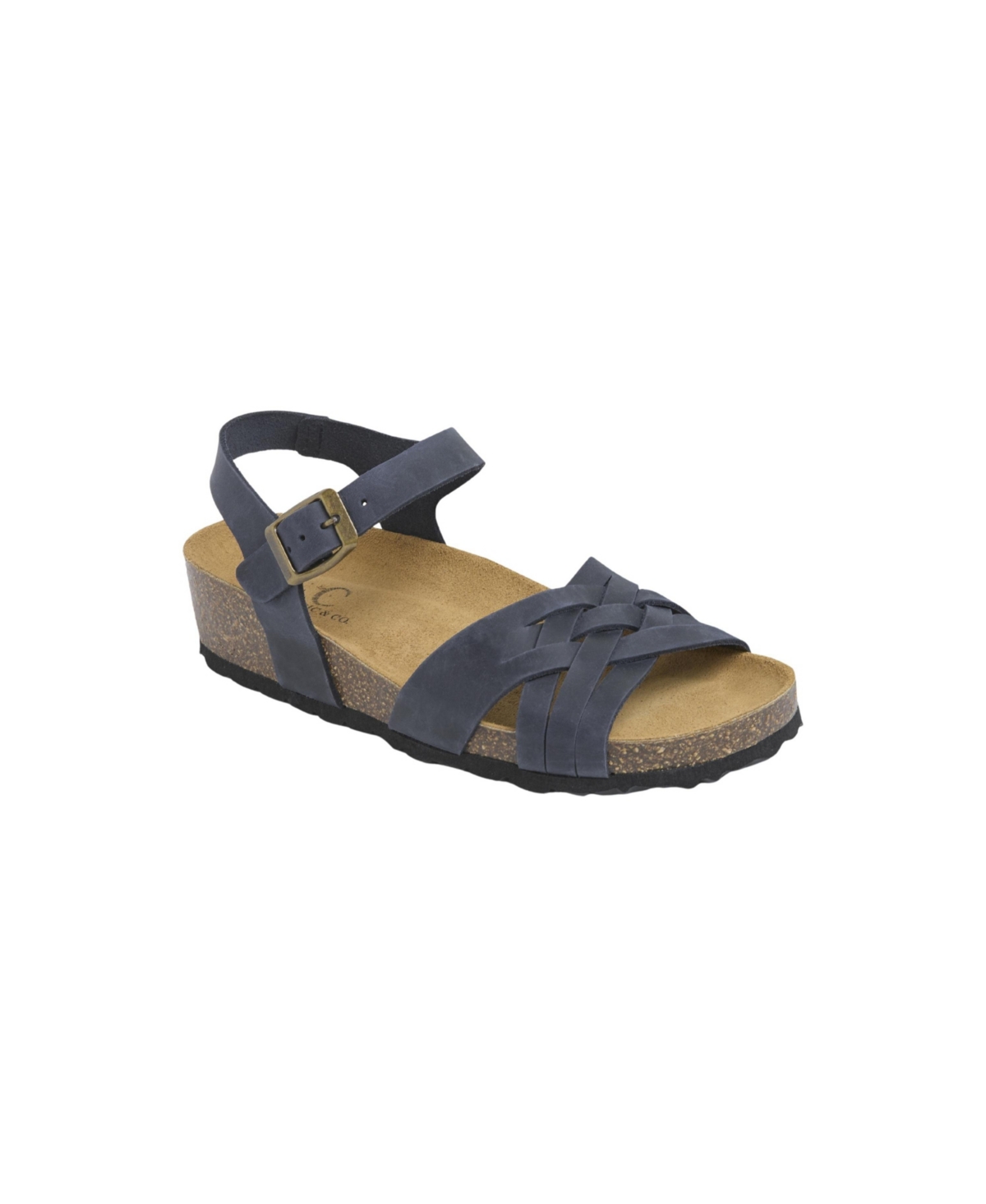Celtic & Co. Women's Woven Detail Low Wedge Leather Sandal