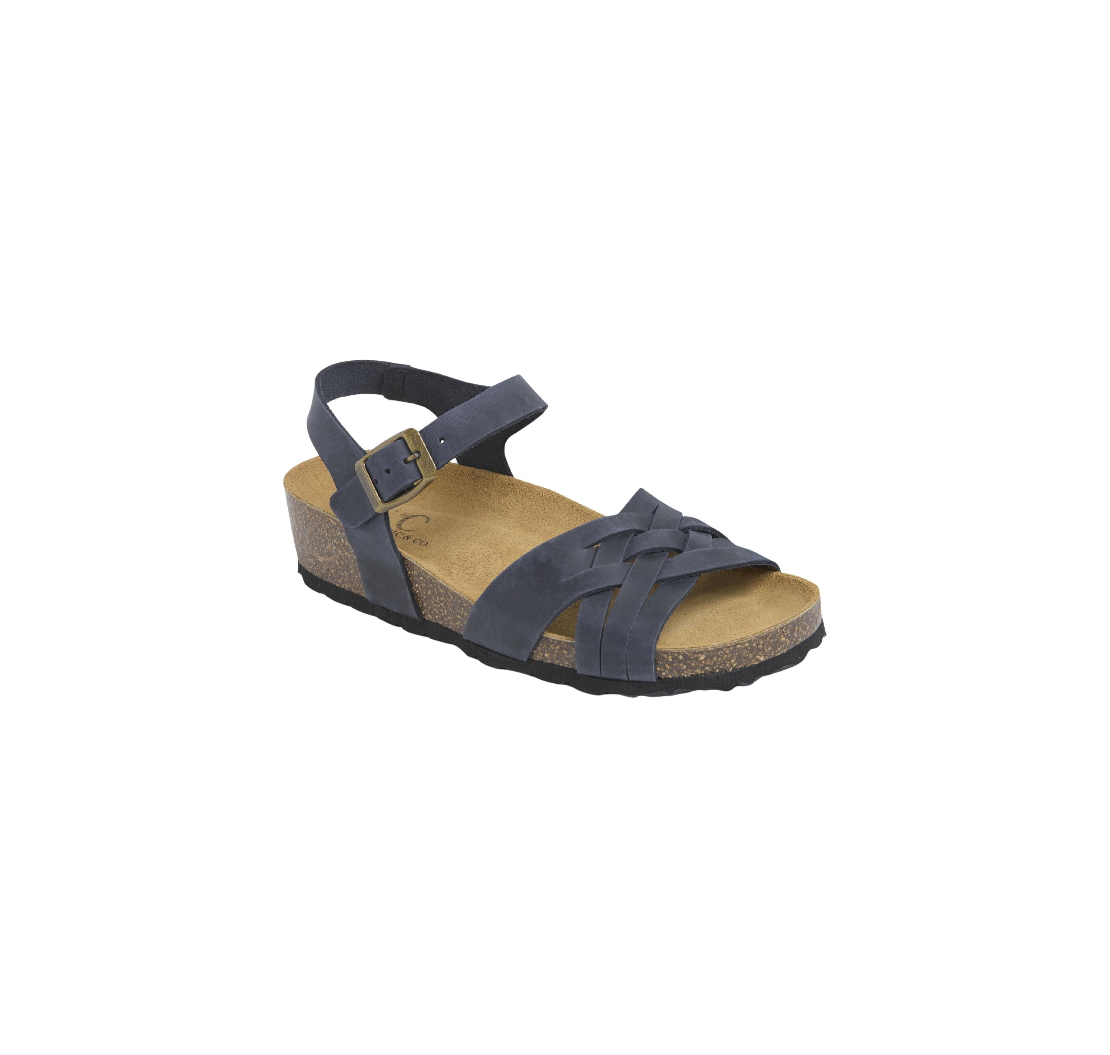 Celtic & Co. Women's Woven Detail Low Wedge Leather Sandal