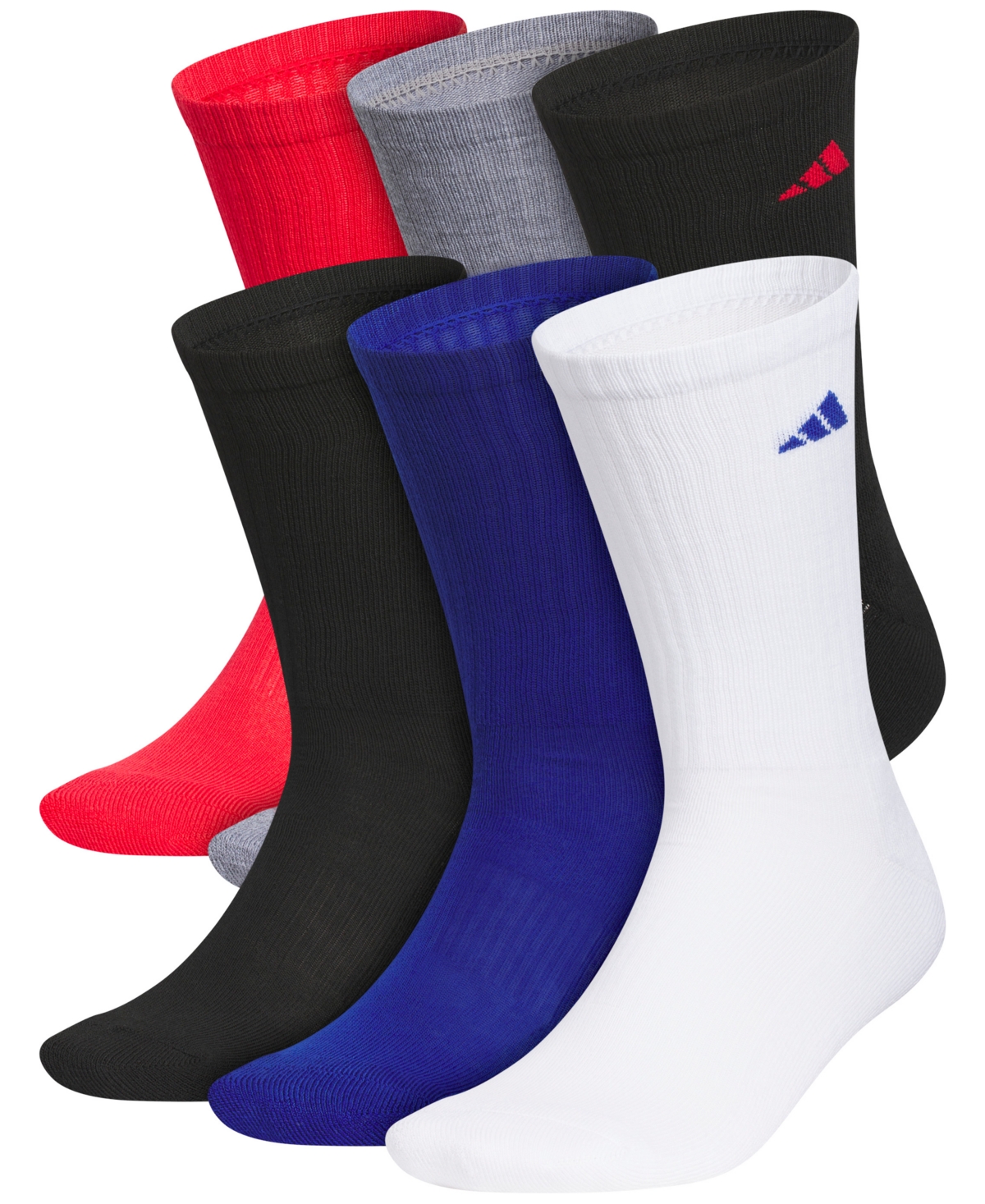 adidas Men's Arch Compression Cushioned Crew Socks, 6-Pack - Red/Blue Assorted