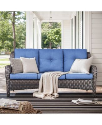 3-Seat Outdoor Sofa, Durable All-Weather PE Wicker with Olefin Cushions