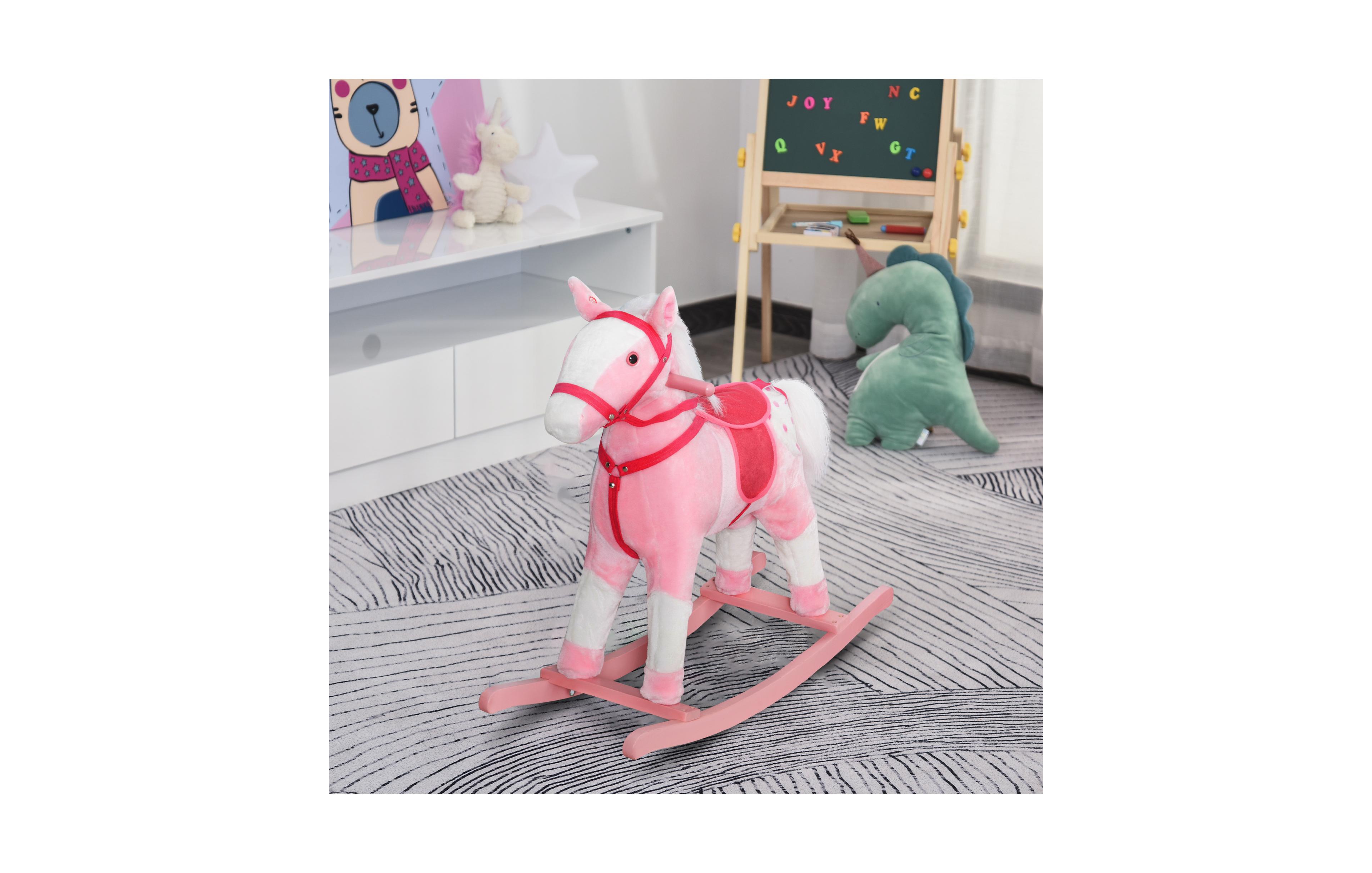 Sevorley Kids Rocking Horse with Polyester Construction, Wooden Base and Back-and-Forth Rocking Design