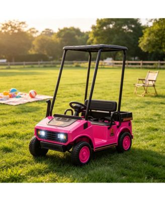 24V Kids Golf Cart 2-Seater Two-Wheel Drive Soft Start Rear Suspension Ride-On Vehicle, 132 lbs, Ages 3-6