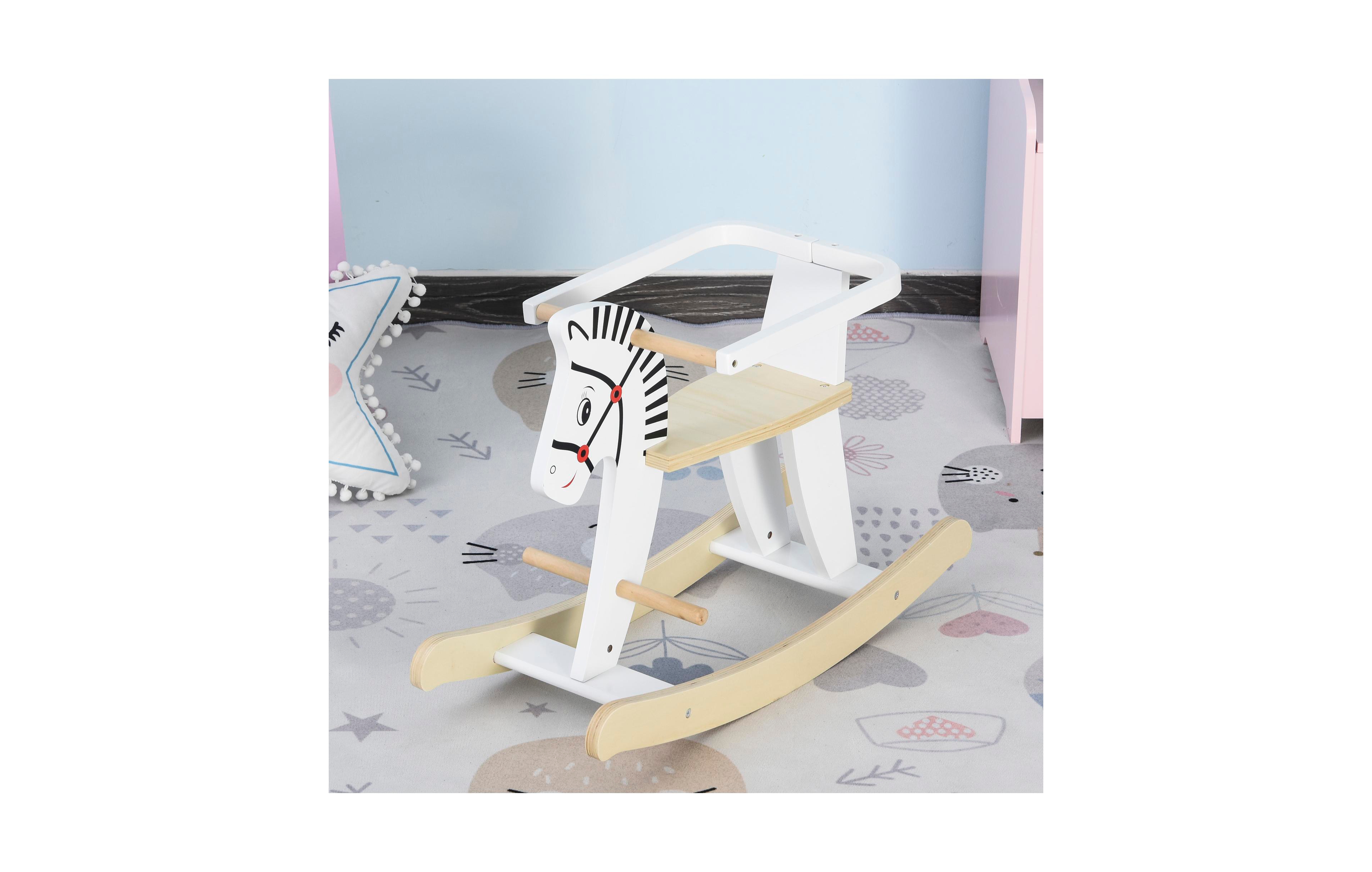 Sevorley Kids Rocking Horse Mdf and Poplar Wood with Handrails, Pedals and Backrest, 66 lb. Capacity, Ages 1-3