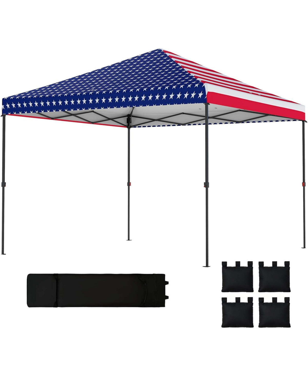 Sevorley Pop Up Canopy Tent, American Flag, Nylon, Oxford Fabric, Fiberglass Construction, Upgraded pop-up design allows one minute setup - American f