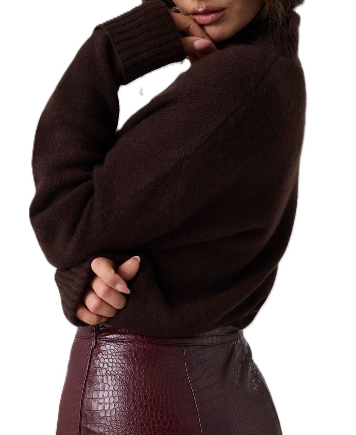 Женский свитер GUESS Cashmere-Blend Turtleneck Long-Sleeve Bodysuit, цвет: Ruche Redch — фото 3