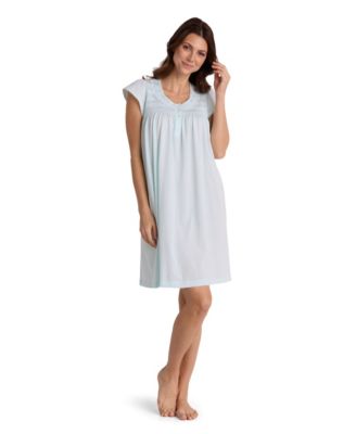 Women's Short-Sleeve U-Neckline Silky-Knit Gown