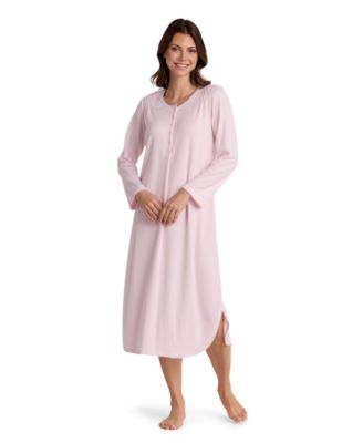 Women's Long-Sleeve Honeycomb-Knit Long Gown