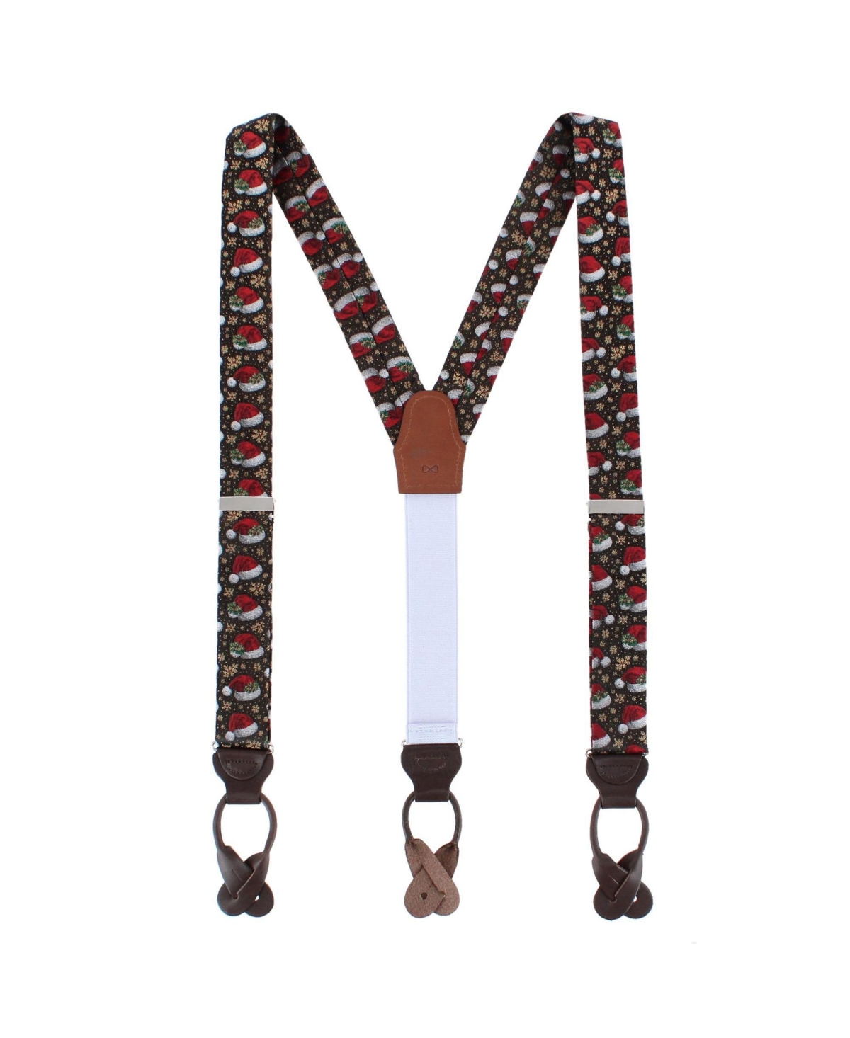 Trafalgar Men's Kris Kringle's Cap Silk Novelty Button End Suspenders - Black