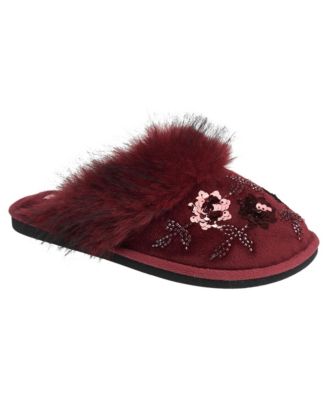 Ritz Sequined Faux Fur Slippers