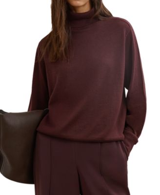 Women's Wendy Merino Wool Turtleneck Saddle-Sleeve Sweater