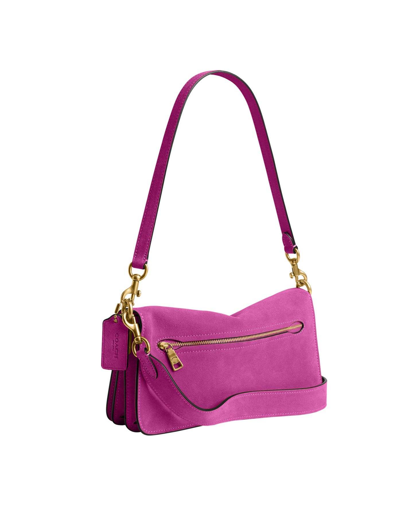Женская сумка COACH Suede Tabby Small Shoulder Handbag 26, цвет: Латунный / Пурпурный — фото 2