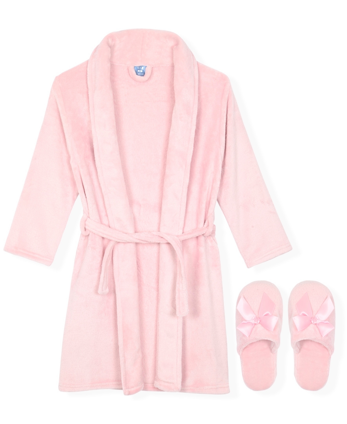 Max & Olivia Girls' 5-16 Fleece Long-Sleeve Robe and Slippers, 2-Piece Set