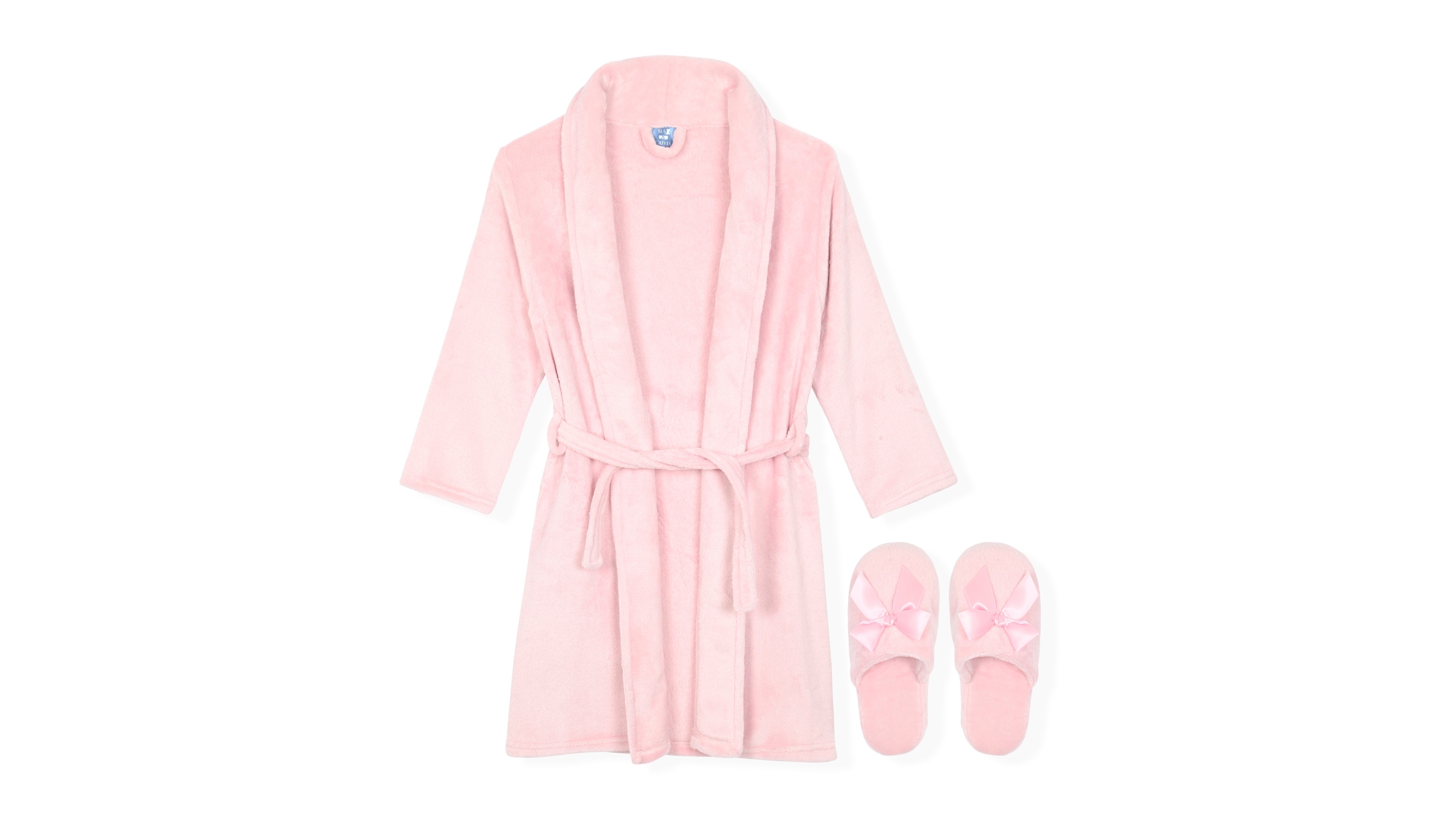 Max & Olivia Girls' 5-16 Fleece Long-Sleeve Robe and Slippers, 2-Piece Set