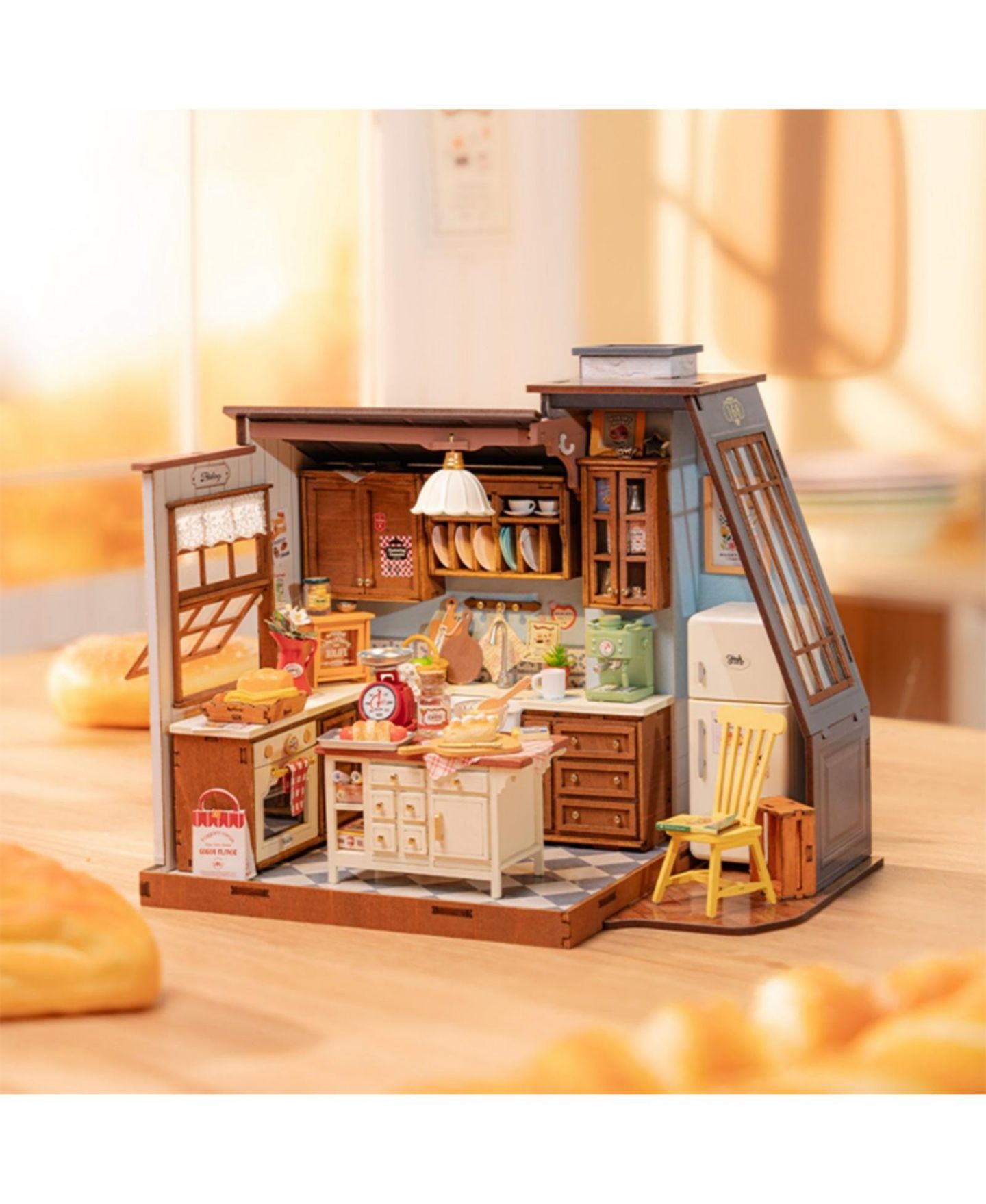 Детские аксессуары для кукол Robotime Baking Kitchen Wooden 3D Puzzle Dollhouse Kit, Ages 14+ — фото 2
